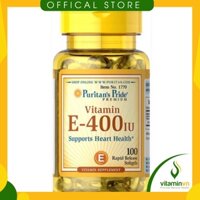 Viên uống bổ sung Vitamin E giúp đẹp da, chống lão hóa, hỗ trợ tim mạch Puritan's Pride Vitamin E-400 IU 100 viên