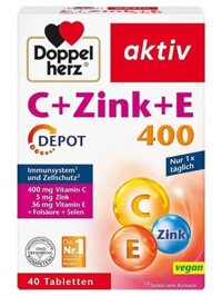 Viên Uống Bố Sung Vitamin Doppelherz C + Zink + E 400 Depot, 40 Viên