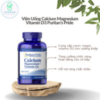Viên uống bổ xương khớp Calcium Magnesium Vitamin D3 Puritans Pride, lọ 100 viên