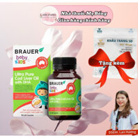 Viên uống Brauer Ultra Pure Cod Liver Oil With DHA Cho bé mắt sáng thông minh, tăng trí nhớ 90 viên