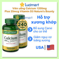 Viên uống Calcium 1200mg Plus 25mcg Vitamin D3 Nature's Bounty hũ 120 viên [Hàng Mỹ]