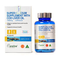 Viên uống canxi bổ sung dầu gan cá Careline Super Calcium Supplement With Cod Liver Oil 1000mg 60 viên