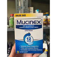 Viên Uống Cắt Cơn Ho Có Đàm, Tức Ngực Và Giảm Đau Họng Mucinex Extended Release Bilayer Tablets 600mg 68 viên