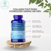 Viên uống collagen thủy phân Hydrolyzed 1000mg Puritan's Pride lọ 180 viên Mỹ