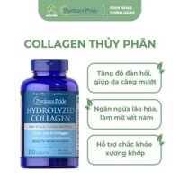 Viên Uống Collagen Thủy Phân Hỗ Trợ Căng Mướt Da, Giảm Thâm Nám Hydrolyzed Collagen Puritan's Pride 180 Viên