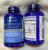 Viên uống Collagen thủy phân Puritan’s Pride Hydrolyzed Collagen 180 viên của Mỹ