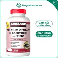 Viên Uống Cung Cấp Vitamin D, Canxi, Kẽm, Magie Kirkland Signature Calcium Citrate Magnesium And Zinc 500 Viên