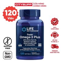 Viên Uống Dầu Cá Life Extension Super Omega 3 Plus (120 Viên) 750mg EPA, 510mg DHA, Krill Oil & Astaxanthin