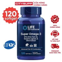 Viên Uống Dầu Cá Life Extension Super Omega-3 700mg EPA, 500mg DHA (120 Softgel), Sesame Lignans & Chiết Xuất Olive
