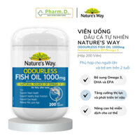 Viên Uống Dầu Cá NATURES WAY Fish Oil Bổ Sung Omega 3, DHA Và EPA Phát triển Trí Não Và Thị Lực 200 Viên
