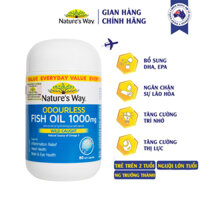 Viên Uống Dầu Cá Nature’s Way Odourless Fish Oil 1000mg Tăng Cường Sức Khoẻ Tự Nhiên Không Mùi Hộp 80 viên/ 200 Viên