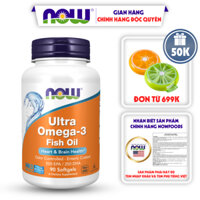 Viên uống dầu cá Now Ultra Omega-3 500 EPA/250 DHA của Mỹ hỗ trợ tăng đề kháng cho mắt 90 viên