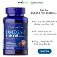 Viên uống Dầu cá Omega-3 Fish Oil 1000 mg Puritan’s Pride hỗ trợ trí não, tim mạch, sáng mắt, làm ẩm da (Nutri Home)
