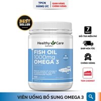 Viên uống dầu cá Omega-3 1000mg Healthy Care của Úc hỗ trợ sức khỏe tim mạch, não bộ, mắt và da 400 viên