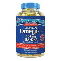 Viên uống dầu cá tuyết Pure Alaska Omega-3 500 mg EPA + DHA,180 viên