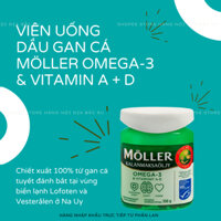 Viên Uống Dầu Gan Cá Tuyết Bổ Tim Bổ Não Moller Omega 3 & Vitamin A + D 120 viên 108g