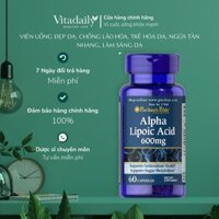 Viên uống đẹp da, chống lão hóa, ngừa tàn nhang Puritan's Pride Alpha lipoic acid 600mg 60 viên