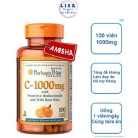Viên Uống Đẹp Da, Vitamin C 1000mg Puritan’s Pride 100 Viên Của Mỹ.