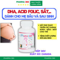 Viên uống DHA cho mẹ bầu Mamacare,  giúp thai nhi khoẻ mạnh, thông minh, phát triển trí não toàn diện (Hộp 30 viên)