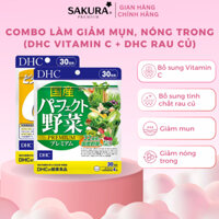 viên uống DHC, Combo làm giảm mụn, nóng trong (DHC vitamin C + DHC rau Củ) - Sakura Premium