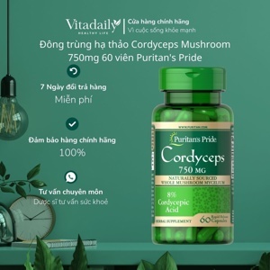 Viên uống đông trùng hạ thảo Puritan's Pride Cordyceps Mushroom 750mg 60 viên