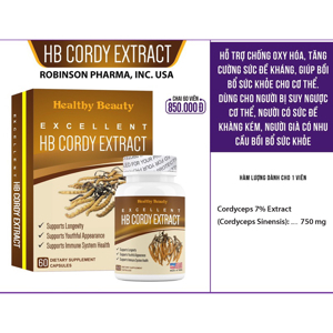 Viên uống Excellent HB Cordy Extract - Hỗ trợ bồi bổ khí huyết, tăng cường sức khỏe
