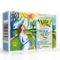Viên uống Folic Acid 400mcg phòng ngừa dị tật ống thần kinh ở thai nhi, thiếu máu ở phụ nữ mang thai nhập khẩu Ba Lan