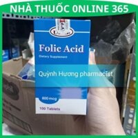 Viên uống FOLIC ACID 800mcg UBB lọ 100 viên giúp bổ bà bầu thai kì khỏe mạnh a