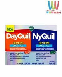 Viên uống giảm ho và cảm cúm Vicks DayQuil & NyQuil Severe Cold & Flu 24 Liquicaps