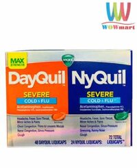 Viên uống giảm ho và cảm cúm Vicks DayQuil & NyQuil Severe Cold & Flu 72 Liquicaps