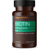 Viên Uống Giảm Rụng Tóc, Kích Thích Mọc Tóc Amazon Elements Biotin 5000mcg 130 viên