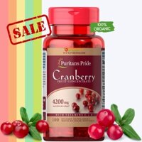 Viên uống giảm viêm đường tiết niệu, giảm tiểu dắt, chống oxy hóa Puritan's Pride Natural Cranberry 100 viên 4200mg