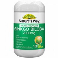 Viên Uống Ginkgo Biloba 2000mg Nature Way Của Úc - Hỗ trợ cải thiện và nâng cao sức khỏe cho não bộ