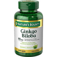 Viên uống Ginkgo Biloba 60mg Nature’s Bounty hỗ trợ tăng cường tuần hoàn máu lọ 60 viên chính hãng