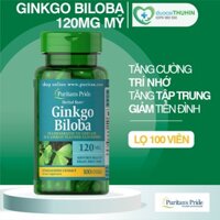 Viên Uống Ginkgo Biloba Mỹ 100 Viên 120mg - Puritan's Pride - Tăng Tuần Hoàn Máu Não, Bổ Não, Giảm Tiền Đình, Mất Ngủ