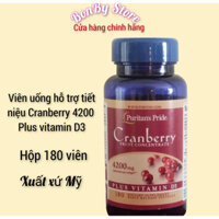 Viên uống hỗ trợ đường tiết niệu Cranberry 4200mg với vitamin D3 180 viên Puritan's Pride.