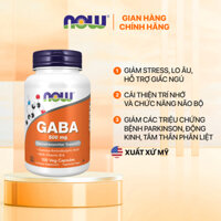Viên uống hỗ trợ giấc ngủ GABA Now của Mỹ (100 viên) giảm căng thẳng, cải thiện chức năng thần kinh