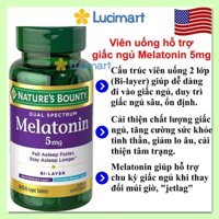 Viên uống hỗ trợ giấc ngủ Melatonin 5mg Dual Spectrum Nature’s Bounty hũ 60 viên [Hàng Mỹ]