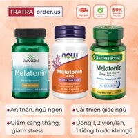 Viên uống hỗ trợ giấc ngủ, giảm căng thẳng Melatonin 3-5mg - 180 viên Swanson Now Nature's Bounty