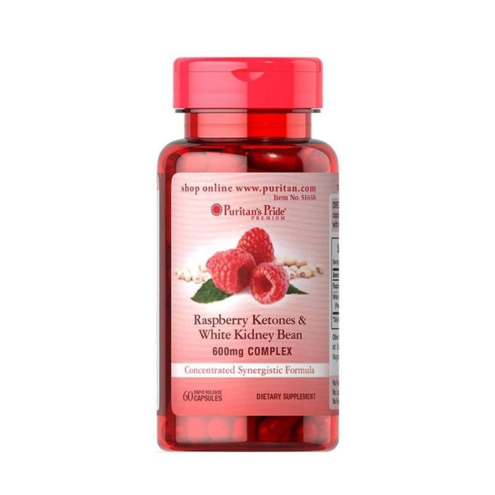 Viên uống hỗ trợ giảm cân Puritan's Pride Raspberry Ketones & White Kidney Bean 600mg Complex 60 viên