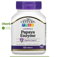 Viên uống hỗ trợ hệ tiêu hóa Papaya Enzyme Chewable 21st Century (100 viên) - iHerb Việt Nam