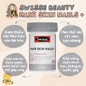 Viên uống hỗ trợ làm đẹp da móng tóc Swisse Ultiboost Hair Skin Nails+ 60 viên