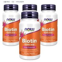 Viên uống hỗ trợ mọc tóc NOW BIOTIN 5000mcg 60 viên Made in USA