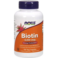 Viên uống hỗ trợ mọc tóc và chống rụng tóc Now Biotin 5000mcg 120 Capsules