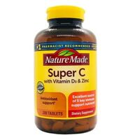 Viên uống hỗ trợ tăng cường miễn dịch Super C With D3 & Zinc 200v
