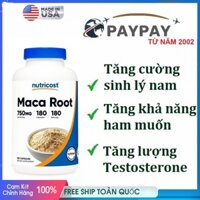 Viên uống hỗ trợ tăng cường Sinh lý Nam Nutricost Maca hàm lượng cao 750mg 180 Viên Cao cấp của Mỹ