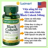 Viên uống hỗ trợ tiền mãn kinh Black Cohosh 540mg Nature’s Bounty hũ 100 viên [Hàng Mỹ]