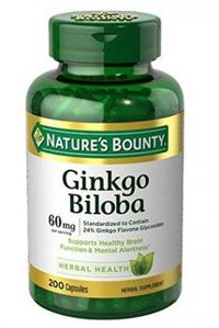 Viên uống hỗ trợ tuần hoàn máu não Ginkgo Biloba 60mg Nature's Bounty của Mỹ