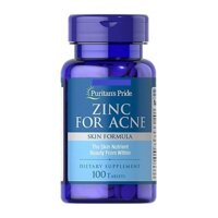Viên uống kẽm Healthy Care zinc for acne puritan's pride hỗ trợ ngừa mụn 100 viên