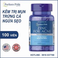 Viên uống kẽm trị mụn Puritan's Pride Zinc For Acne 100 viên